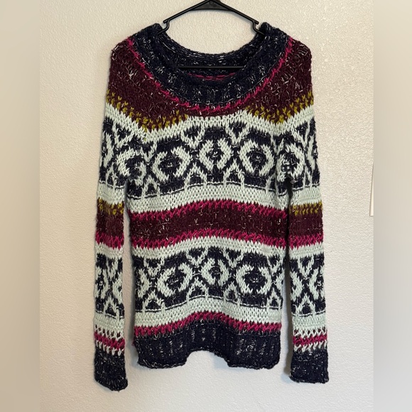 Free People Sweaters - Free People Oversized Multicolor Chunky Knit Sweater